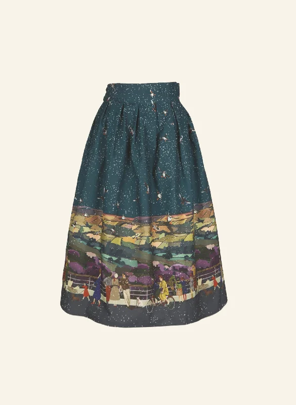 Ada Skirt - Teal Yorkshire Dales wool skirt breathable