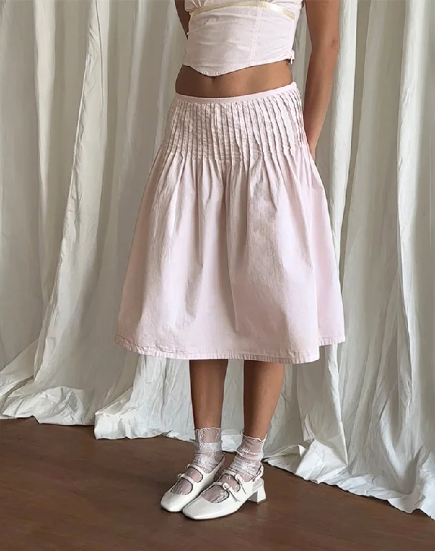 Asada Midi Skirt in Light Pink wool skirt sturdy