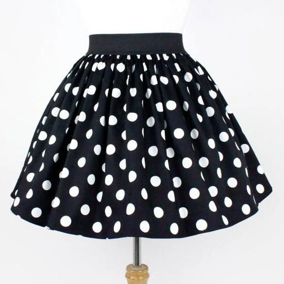 "Lindy" Black Polka Dot Skirt linen skirt light