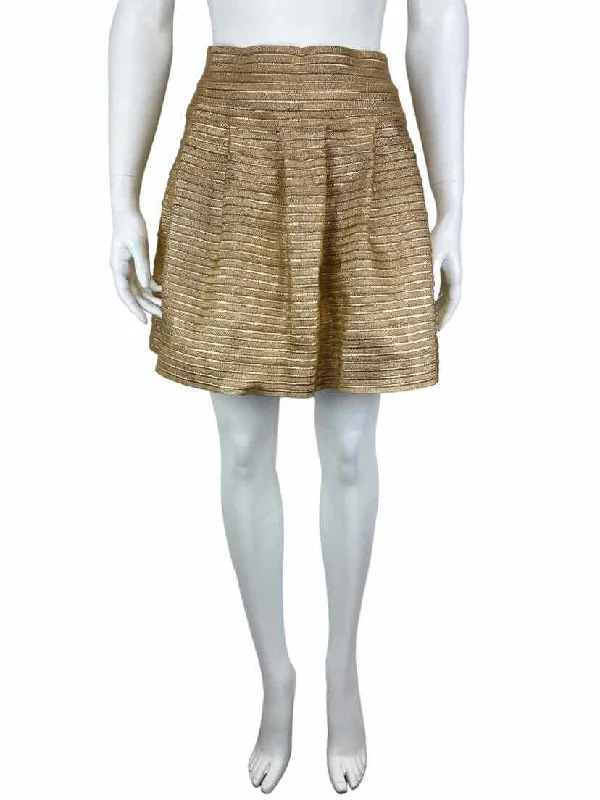 Bloomingdale's Aqua Women's Metallic Elastic Mini Skirt Gold Size S cashmere skirt fine