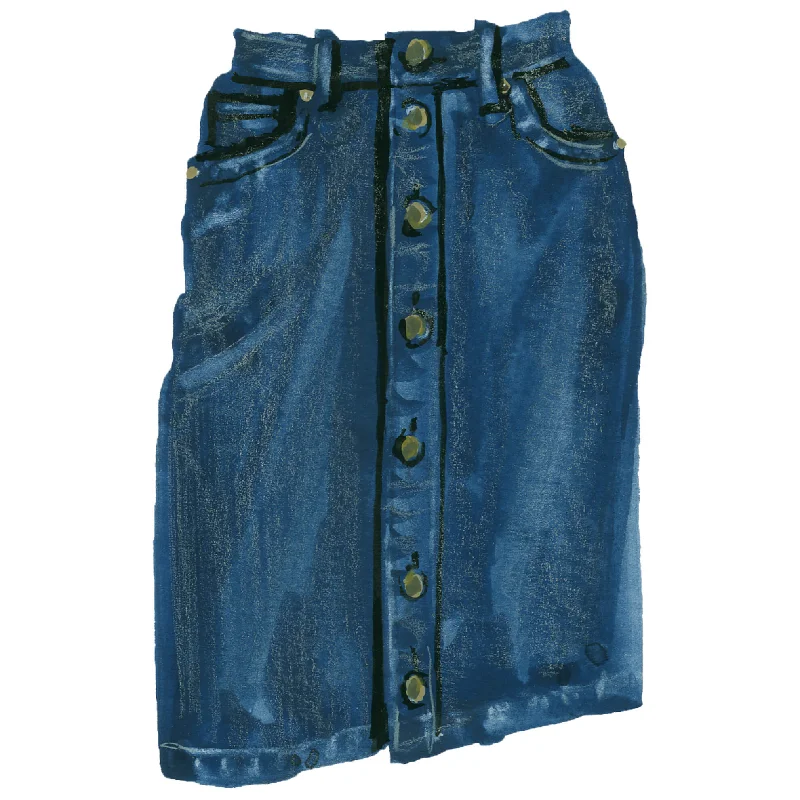 Button Front Denim Skirt leather skirt refined