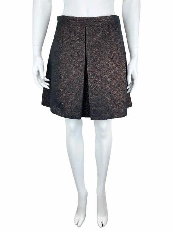 Club Monaco Women's Stalina Metallic Mini Skirt Copper/Black Size 2 button skirt front