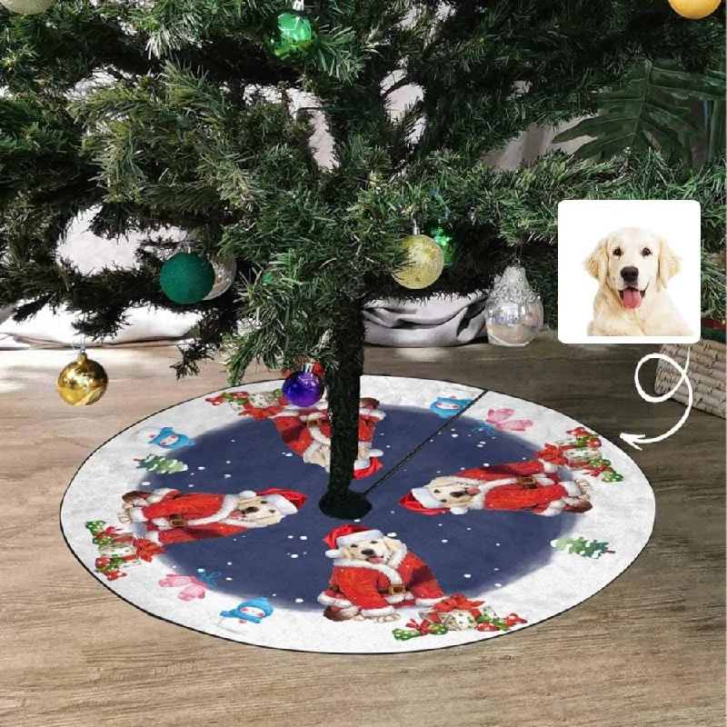 Custom Photo Christmas Dog Christmas Tree Skirt corduroy skirt cozy