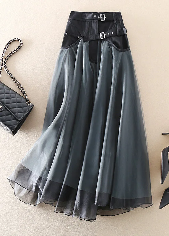 French Grey fashion Patchwork Tulle Skirts Spring breathable skirt fabric