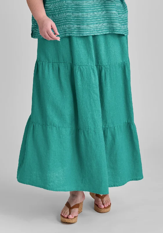 Gaia Skirt - Linen Maxi Skirt pleated skirt texture