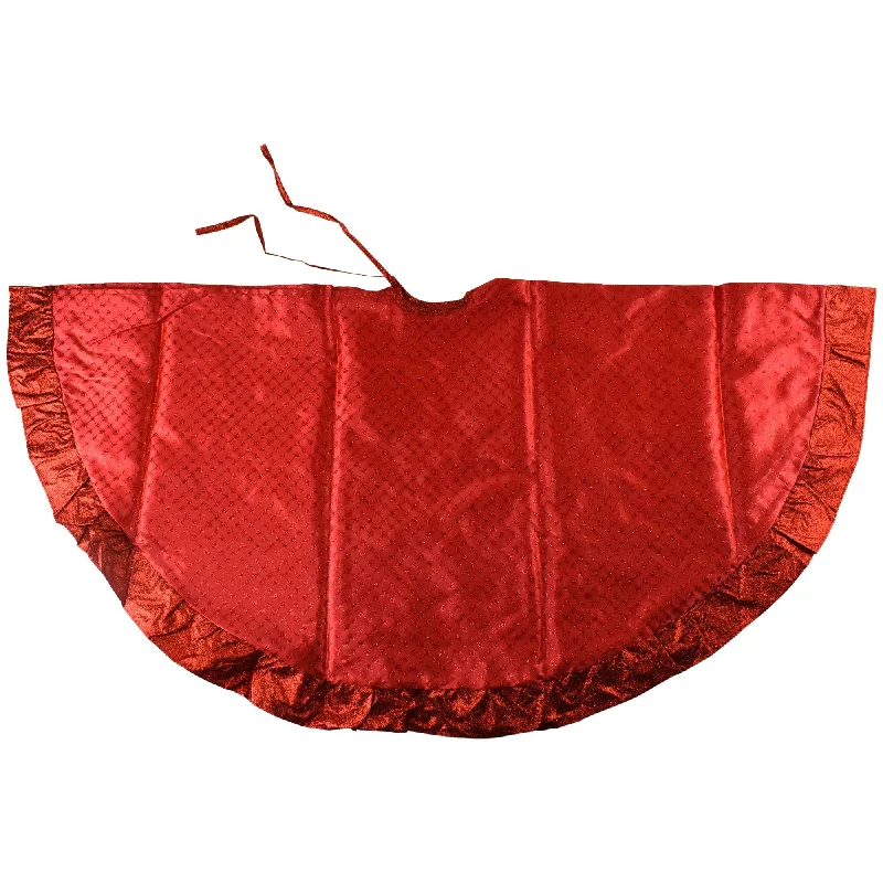 Glittered Starburst Diamonds Christmas Tree Skirt, 47-1/4-Inch - Red leather skirt refined