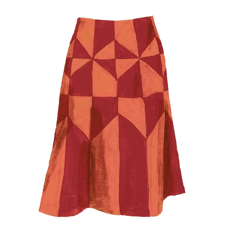 Greenwich Village Suede Patchwork Skirt silk skirt lustrous