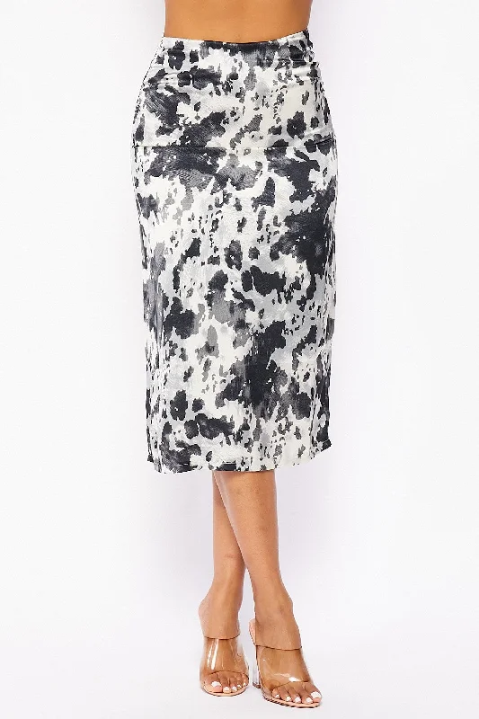 GREY PRINTED HIGH WAIST PENCIL MIDI SKIRT ARK1205 boho skirt vibe