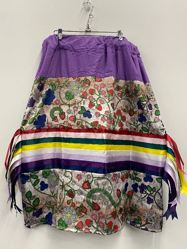 Handmade Grandmother Stories Dark Birch w/ Purple Top Ribbon Skirt linen skirt natural