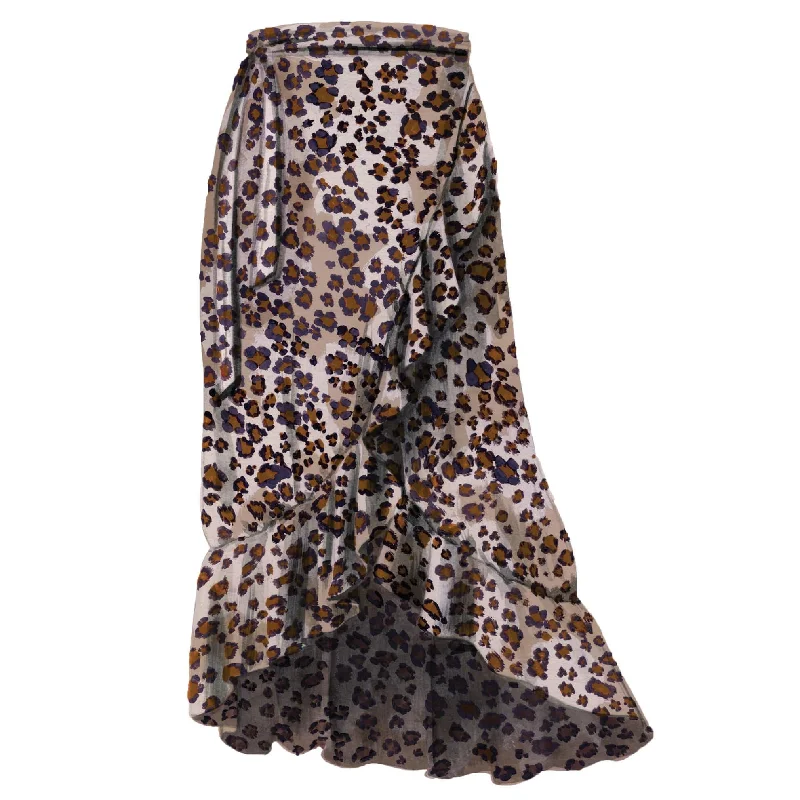 Leopard Wrap Maxi Skirt zip skirt side