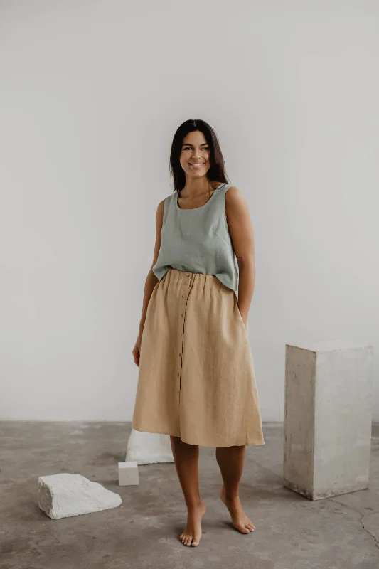 Linen skirt with buttons DAISY cashmere skirt rich