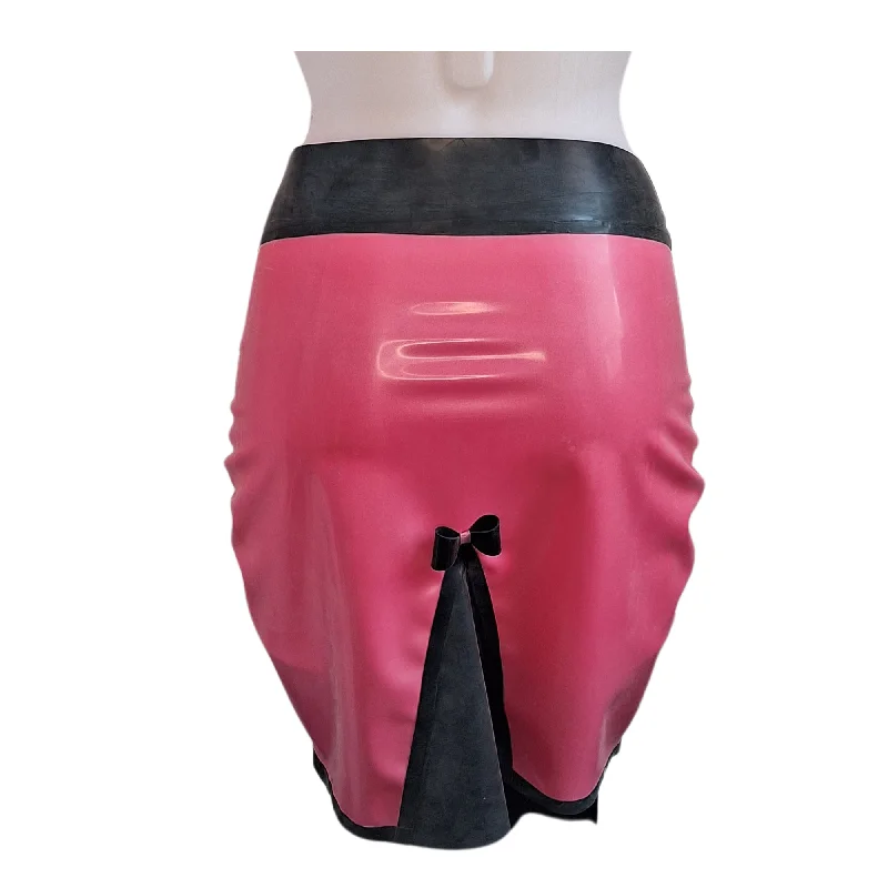 Metallic Fuchsia Pink & Black Latex Kick Flare Pencil Skirt tulle skirt dreamy