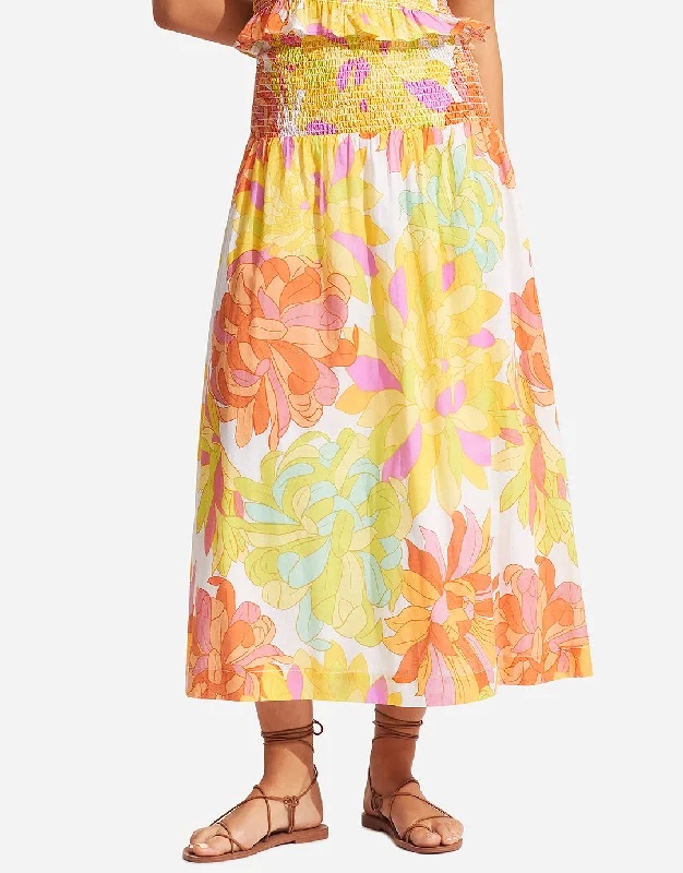 Palm Springs Shirring Skirt - Limelight cashmere skirt fine