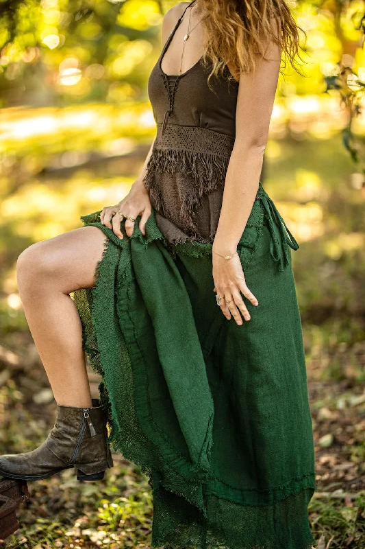 PATCHOULI SKIRT GREEN silk skirt lustrous