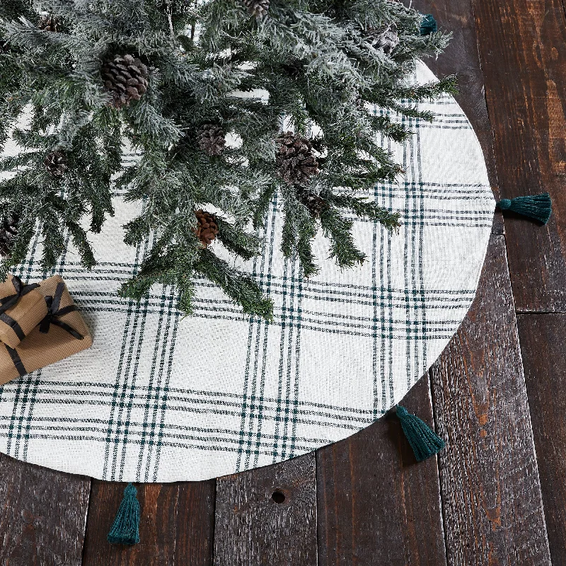 Pine Grove Plaid Christmas Tree Skirt 48" VHC Brands velvet skirt glossy