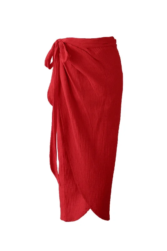 Tatiana Skirt Red satin skirt smooth