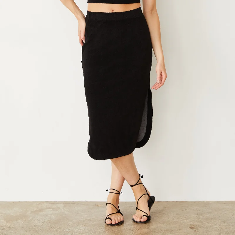 Terry Cloth Midi Skirt asymmetrical skirt cut