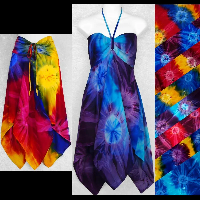 Tie-Dye Convertible Top/Skirt high slit skirt