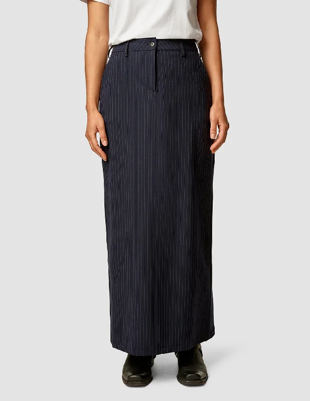 Essential Maxi Skirt Navy Pinstripe elastic waist skirt