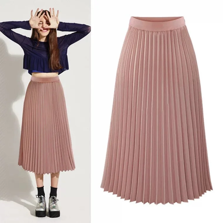 LionVII Women's Chiffon High Waist Pleated Skirts corduroy skirt comfortable