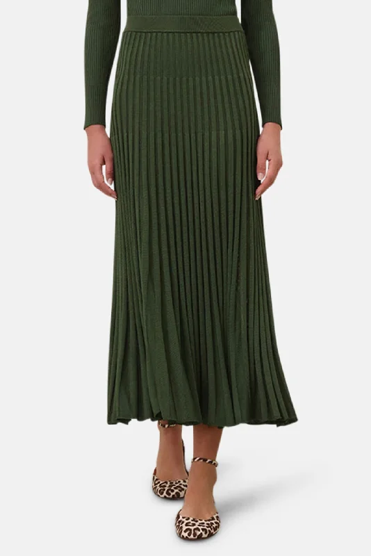 Pleated Midi Skirt Forest corduroy skirt durable